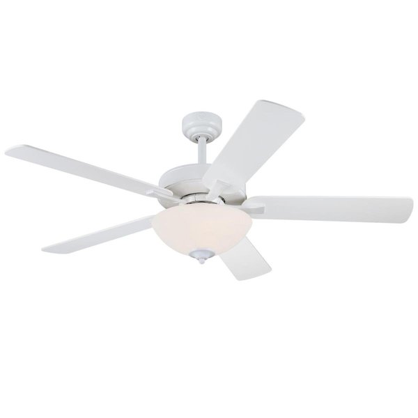 Westinghouse Ceiling Fan Indoor 52In Albert LED White Rvrs 5Bld White/Lght Mpl Frost Glass 7308300